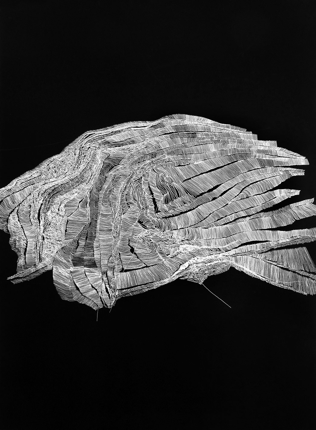Tectónica del espacio, 2015. Temple Vinilico, rotulador de plata sobre papel. 140 x 100 cm